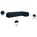 Meridian Beckham Navy Durable Linen Textured Fabric Modular Sectional IMAGE 15