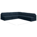 Meridian Beckham Navy Durable Linen Textured Fabric Modular Sectional IMAGE 8