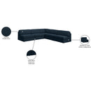 Meridian Beckham Navy Durable Linen Textured Fabric Modular Sectional IMAGE 9