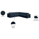 Meridian Beckham Navy Durable Linen Textured Fabric Modular Sectional IMAGE 10