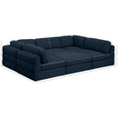 Meridian Beckham Navy Durable Linen Textured Fabric Modular Sectional IMAGE 8