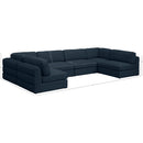 Meridian Beckham Navy Durable Linen Textured Fabric Modular Sectional IMAGE 8