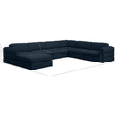 Meridian Beckham Navy Durable Linen Textured Fabric Modular Sectional IMAGE 9