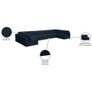 Meridian Beckham Navy Durable Linen Textured Fabric Modular Sectional IMAGE 10