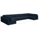Meridian Beckham Navy Durable Linen Textured Fabric Modular Sectional IMAGE 9