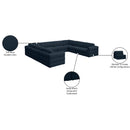 Meridian Beckham Navy Durable Linen Textured Fabric Modular Sectional IMAGE 10