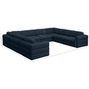 Meridian Beckham Navy Durable Linen Textured Fabric Modular Sectional IMAGE 9