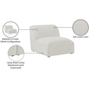 Meridian Miramar Cream Durable Linen Textured Armless IMAGE 9