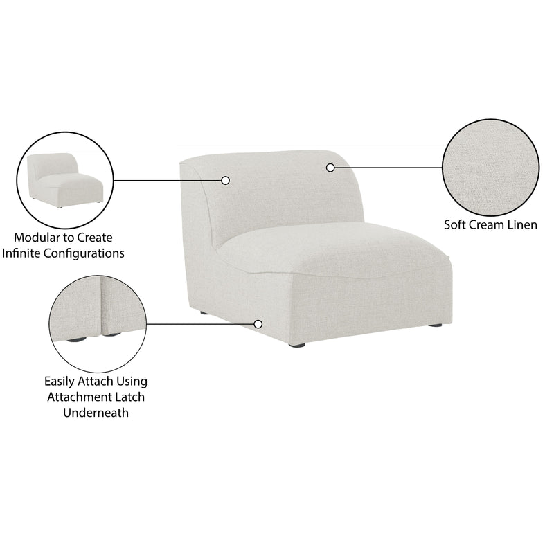 Meridian Miramar Cream Durable Linen Textured Armless IMAGE 9