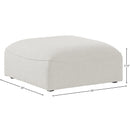 Meridian Miramar Cream Durable Linen Textured Ottoman IMAGE 5