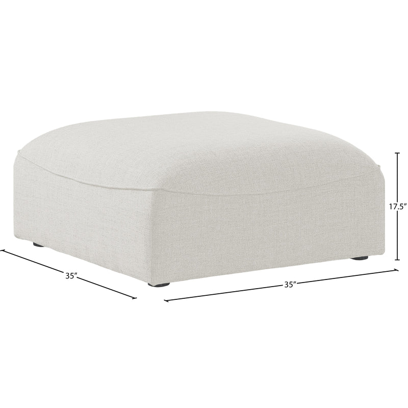 Meridian Miramar Cream Durable Linen Textured Ottoman IMAGE 5