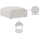 Meridian Miramar Cream Durable Linen Textured Ottoman IMAGE 6