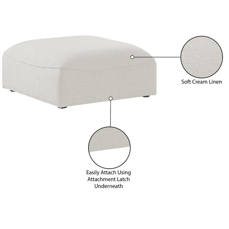 Meridian Miramar Cream Durable Linen Textured Ottoman IMAGE 6