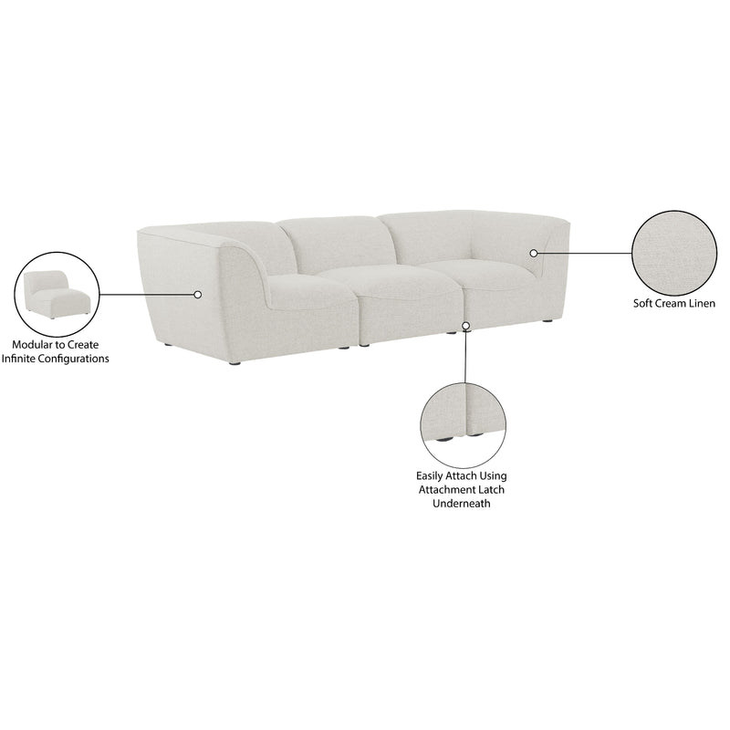 Meridian Miramar Cream Durable Linen Textured Modular Sofa IMAGE 10