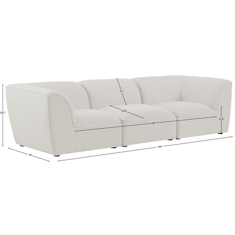 Meridian Miramar Cream Durable Linen Textured Modular Sofa IMAGE 9