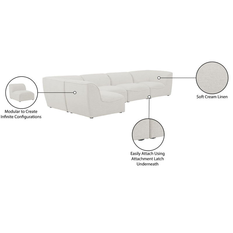 Meridian Miramar Cream Durable Linen Textured Modular Sectional IMAGE 15