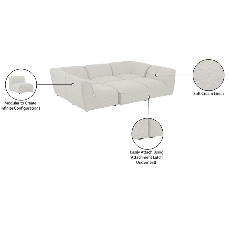 Meridian Miramar Cream Durable Linen Textured Modular Sectional IMAGE 10