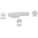 Meridian Miramar Cream Durable Linen Textured Modular Sectional IMAGE 10