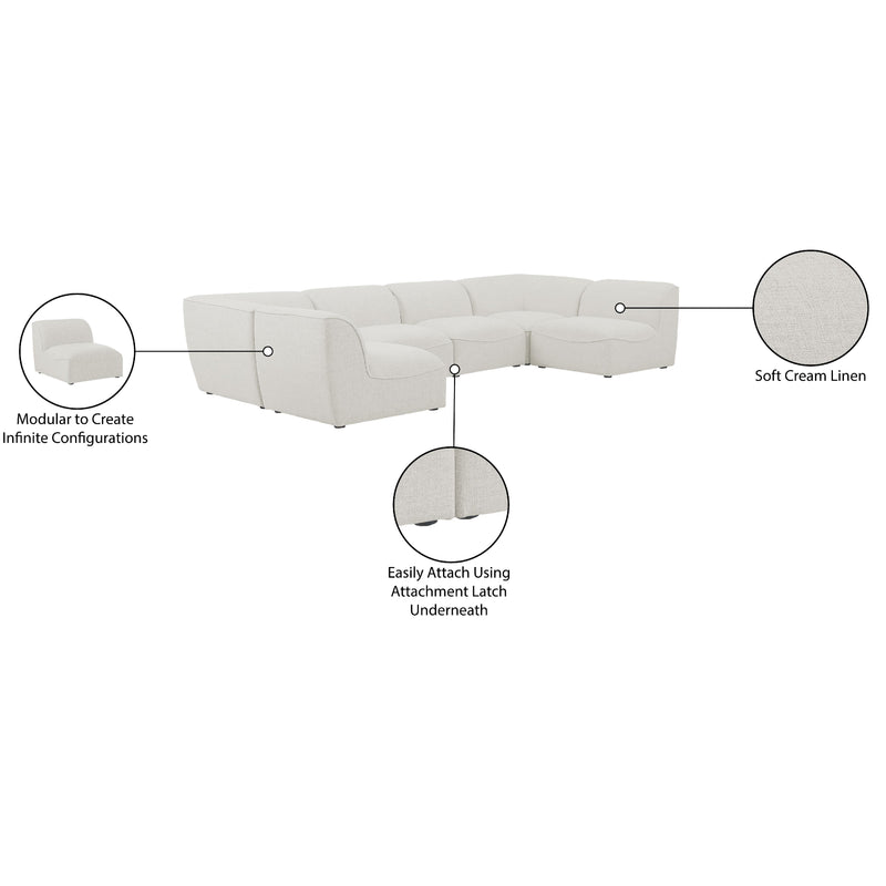 Meridian Miramar Cream Durable Linen Textured Modular Sectional IMAGE 10