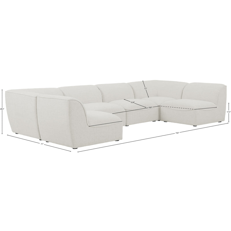 Meridian Miramar Cream Durable Linen Textured Modular Sectional IMAGE 9