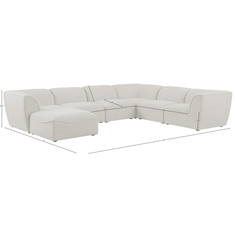 Meridian Miramar Cream Durable Linen Textured Modular Sectional IMAGE 9
