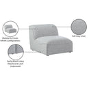 Meridian Miramar Grey Durable Linen Textured Armless IMAGE 9