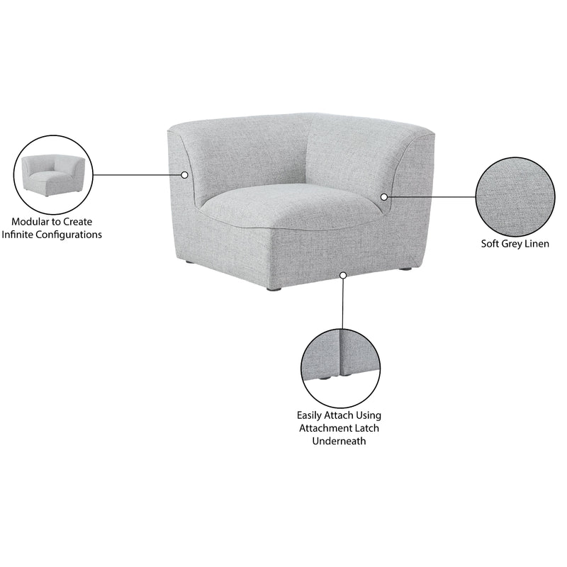 Meridian Miramar Grey Durable Linen Textured Corner IMAGE 8