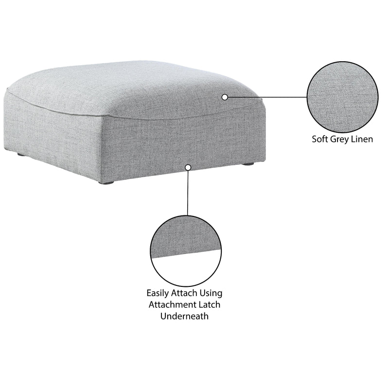 Meridian Miramar Grey Durable Linen Textured Ottoman IMAGE 6