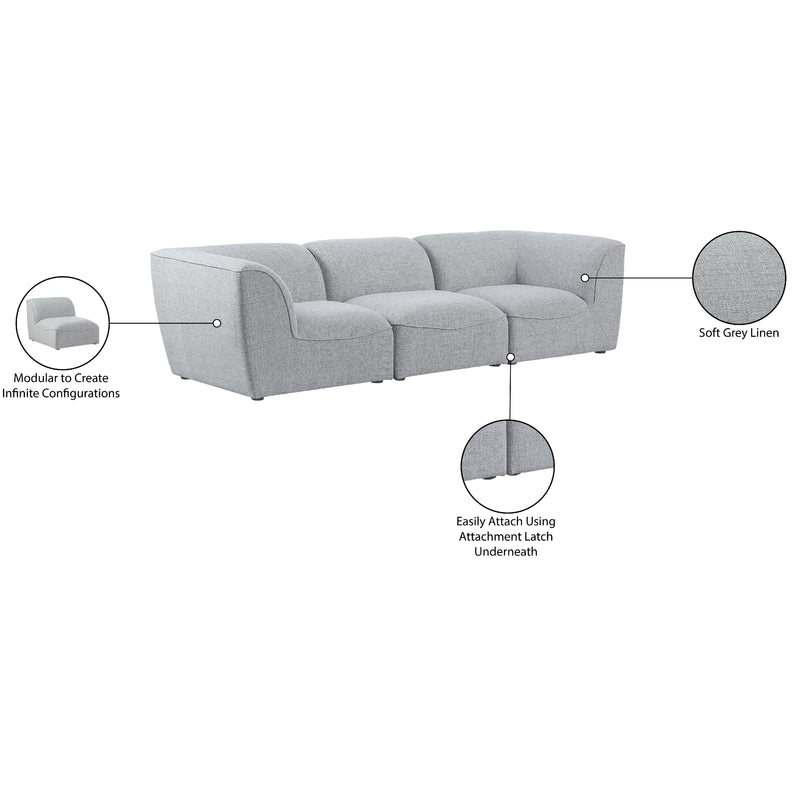 Meridian Miramar Grey Durable Linen Textured Modular Sofa IMAGE 10