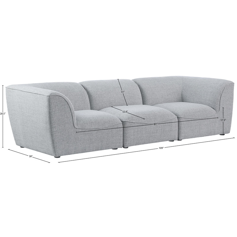 Meridian Miramar Grey Durable Linen Textured Modular Sofa IMAGE 9