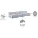 Meridian Miramar Grey Durable Linen Textured Modular Sofa IMAGE 9