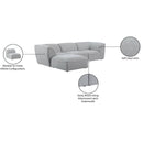 Meridian Miramar Grey Durable Linen Textured Modular Sectional IMAGE 15