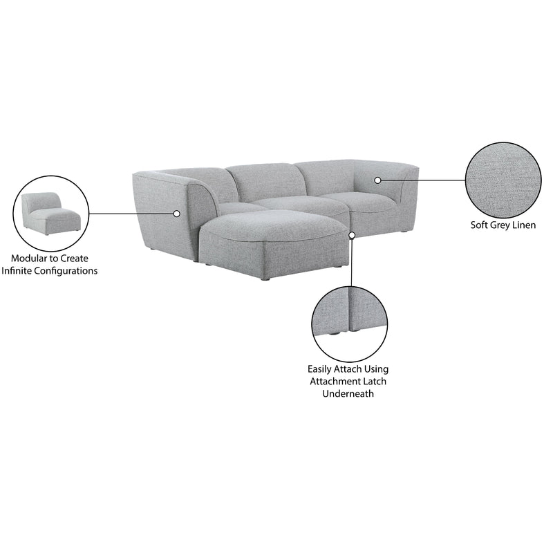 Meridian Miramar Grey Durable Linen Textured Modular Sectional IMAGE 15