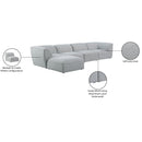 Meridian Miramar Grey Durable Linen Textured Modular Sectional IMAGE 15
