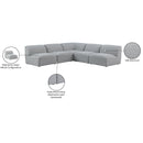 Meridian Miramar Grey Durable Linen Textured Modular Sectional IMAGE 9