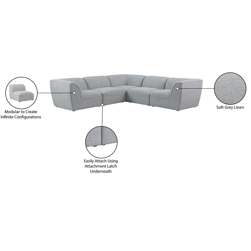 Meridian Miramar Grey Durable Linen Textured Modular Sectional IMAGE 10