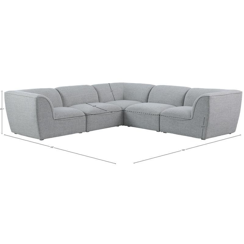 Meridian Miramar Grey Durable Linen Textured Modular Sectional IMAGE 9