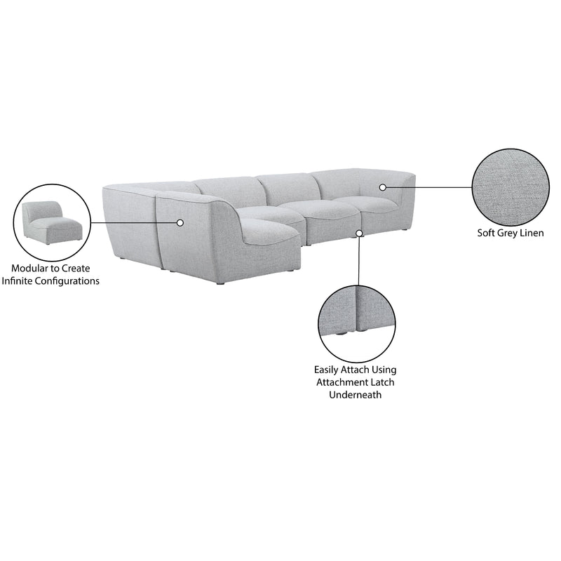 Meridian Miramar Grey Durable Linen Textured Modular Sectional IMAGE 15