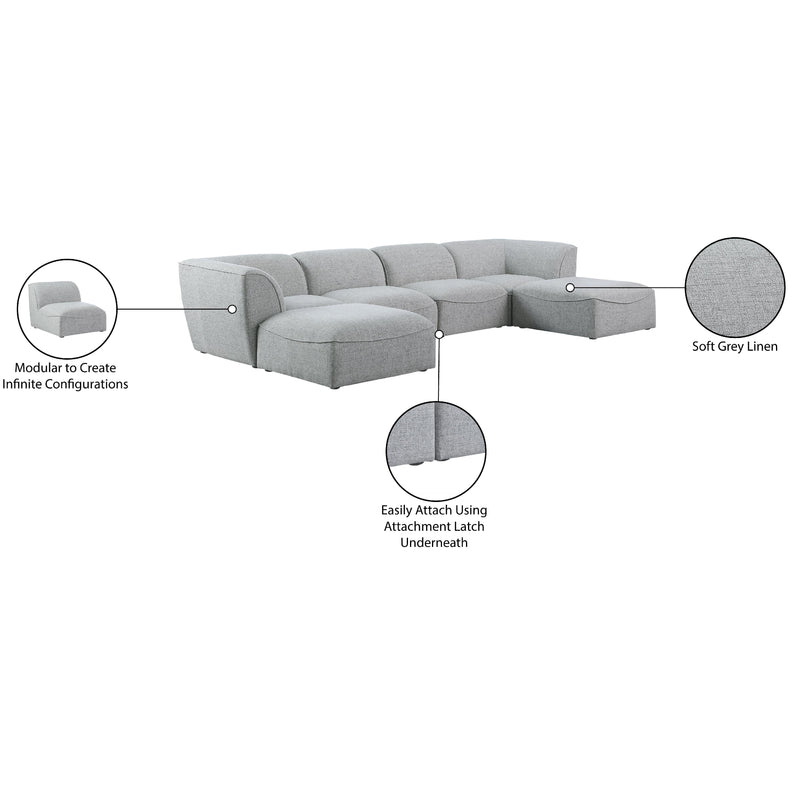 Meridian Miramar Grey Durable Linen Textured Modular Sectional IMAGE 10