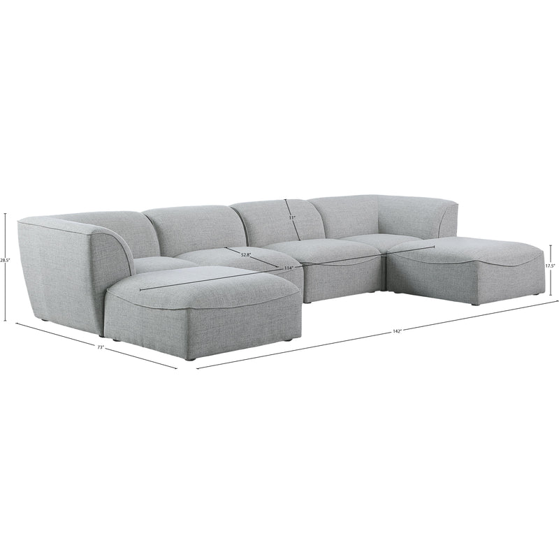 Meridian Miramar Grey Durable Linen Textured Modular Sectional IMAGE 9