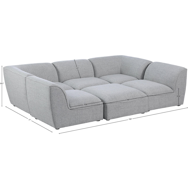 Meridian Miramar Grey Durable Linen Textured Modular Sectional IMAGE 9