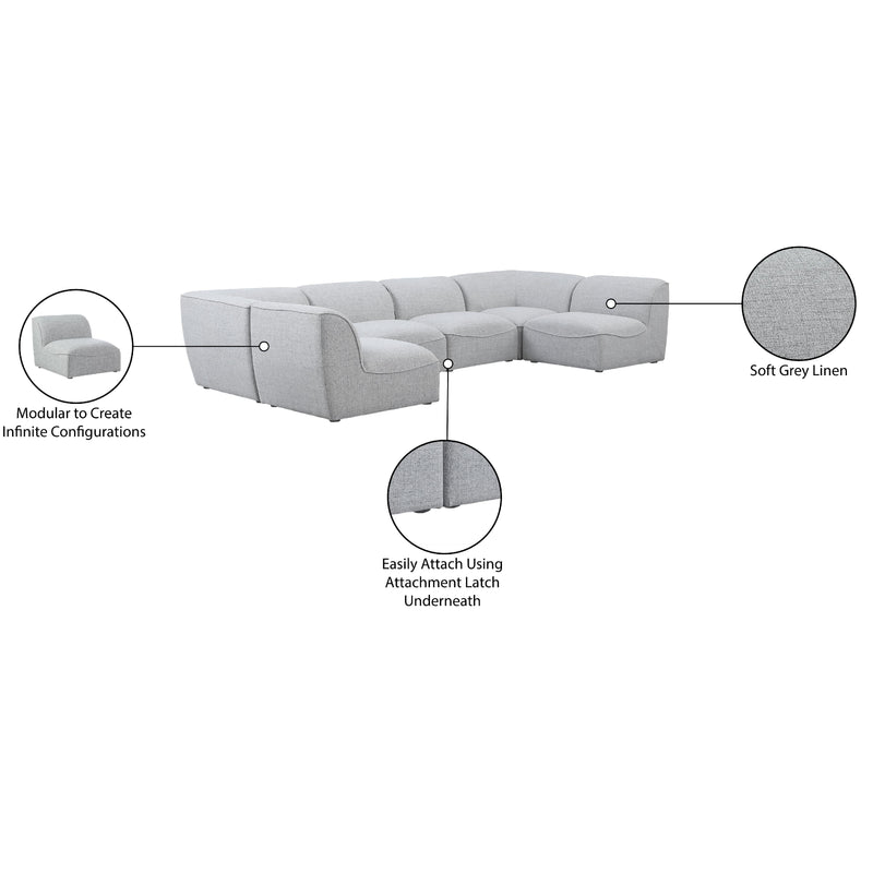 Meridian Miramar Grey Durable Linen Textured Modular Sectional IMAGE 10