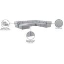 Meridian Miramar Grey Durable Linen Textured Modular Sectional IMAGE 10