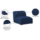 Meridian Miramar Navy Durable Linen Textured Armless IMAGE 9