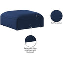 Meridian Miramar Navy Durable Linen Textured Ottoman IMAGE 6