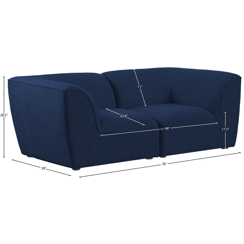 Meridian Miramar Navy Durable Linen Textured Modular Sofa IMAGE 9