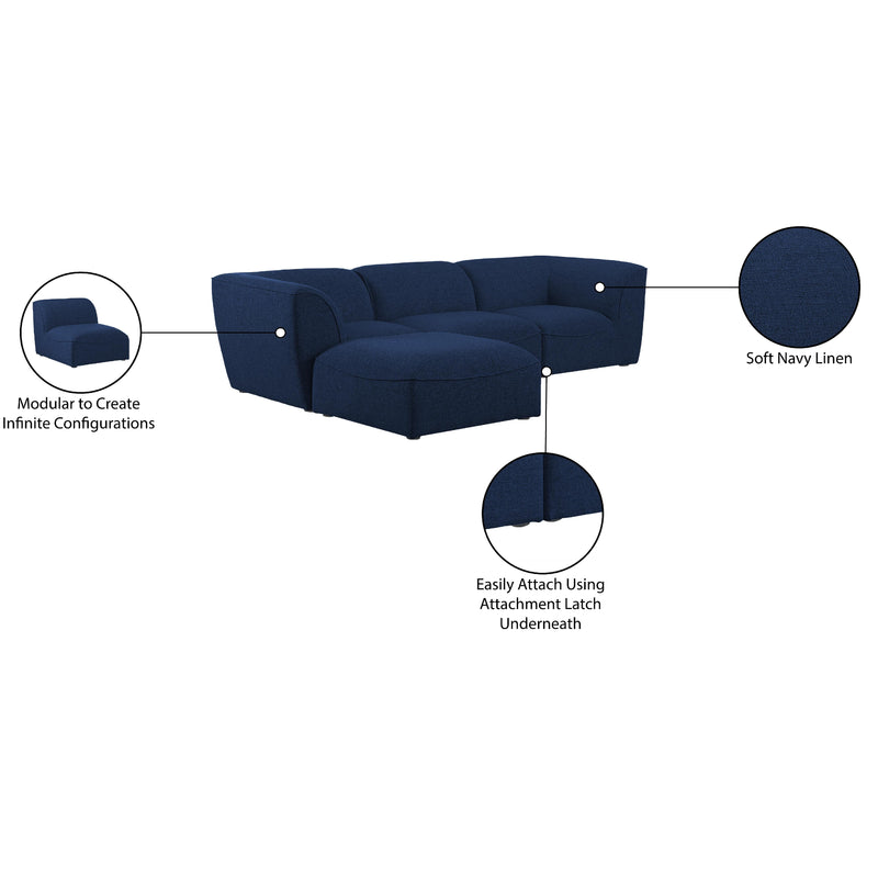 Meridian Miramar Navy Durable Linen Textured Modular Sectional IMAGE 15