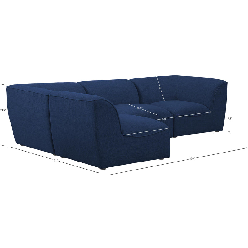 Meridian Miramar Navy Durable Linen Textured Modular Sectional IMAGE 14