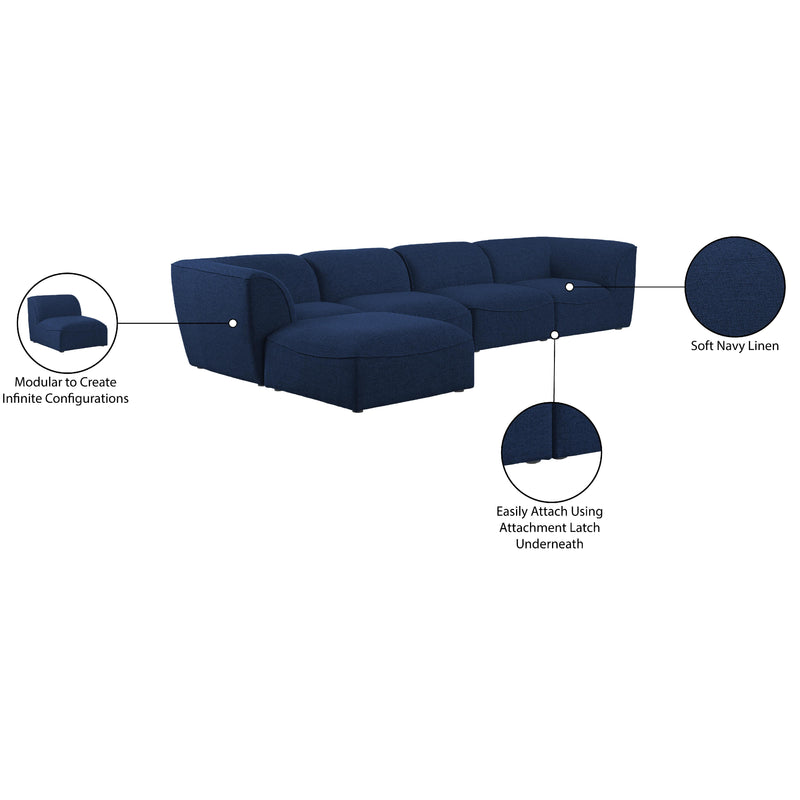 Meridian Miramar Navy Durable Linen Textured Modular Sectional IMAGE 15