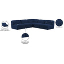 Meridian Miramar Navy Durable Linen Textured Modular Sectional IMAGE 9